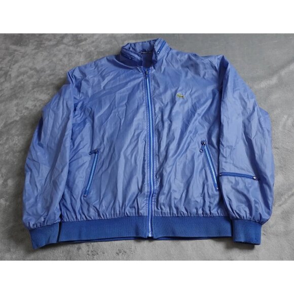 Lacoste Izod Hooded Jacket Men's XL Blue Full Zip Up Coat Vintage 1990s RARE! - Picture 1 of 14
